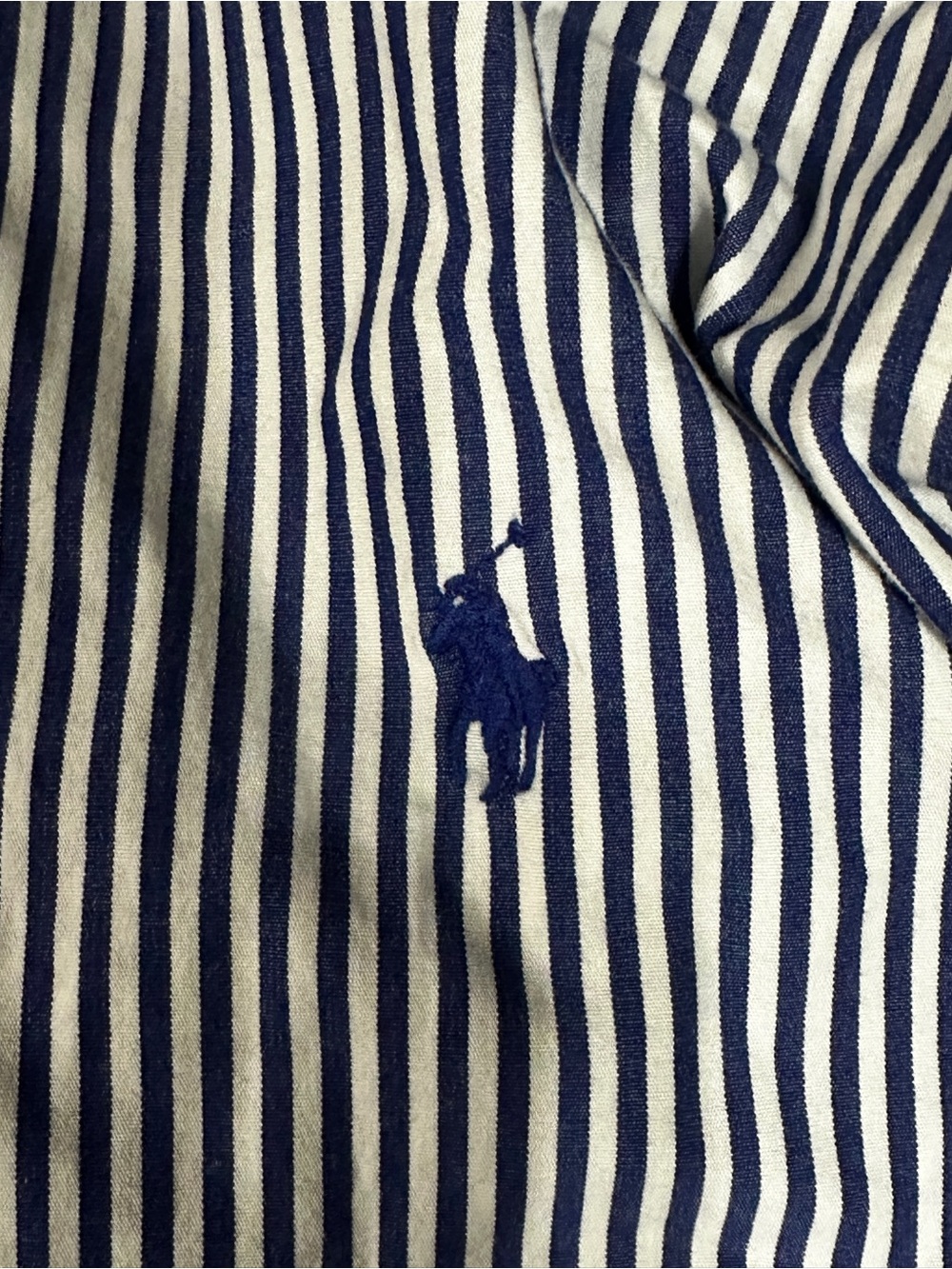 Polo Ralph Lauren Navy & White Striped Stretch Poplin Shirt Classic Fit XL 17.5 - Picture 6 of 8